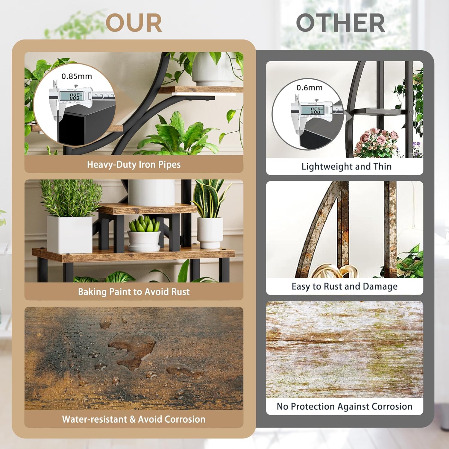 Bacekoll 5-tier vs 7-tier plant stand comparison chart - View 3